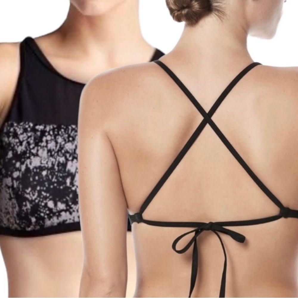 NWOT Nike High-Neck Mesh‎ Cross-back Tie Bikini Top Black XL